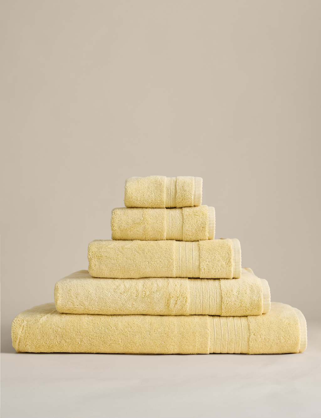 M&S Egyptian Cotton Towel - 2 Pack Face Towels - Pale Yellow
