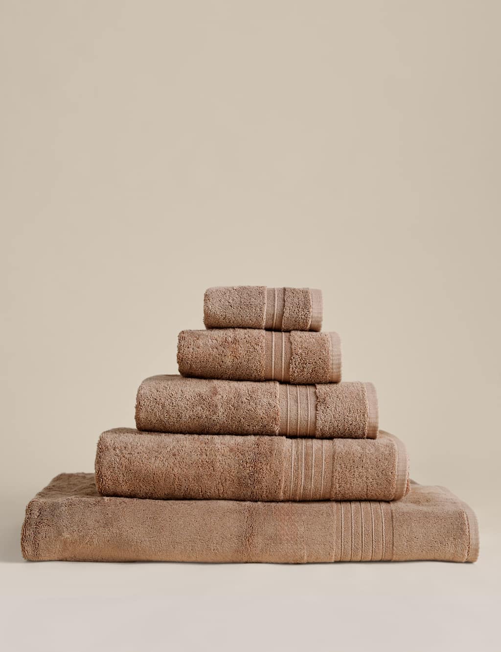 M&S Egyptian Cotton Towel - 2 Pack Face Towels - Caramel