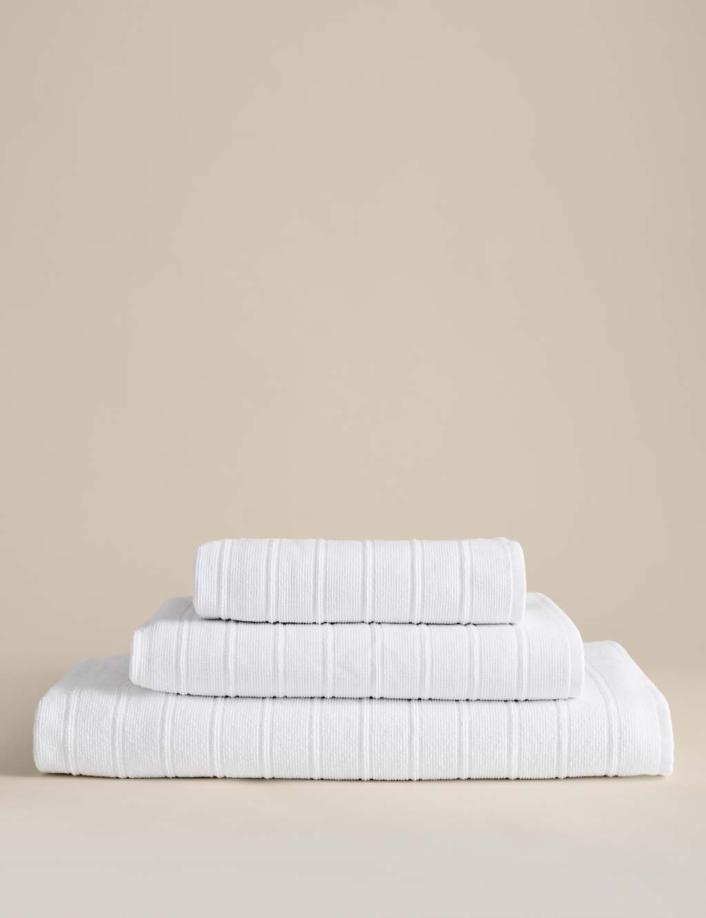 M&S Egyptian Cotton Striped Towel - Bath Sheet - White