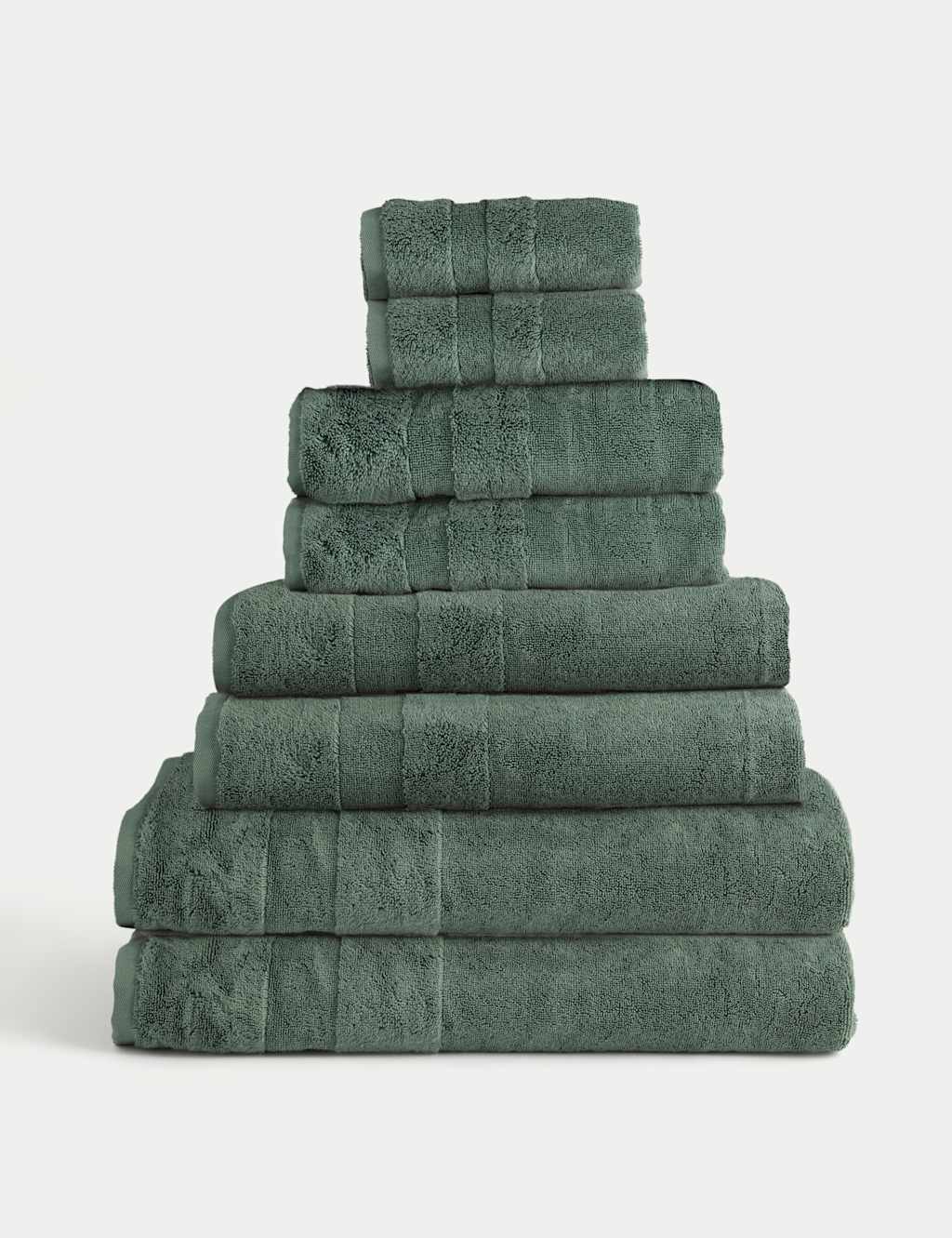 M&S Set of 2 Ultimate Luxury Turkish Cotton Towels Forest Green