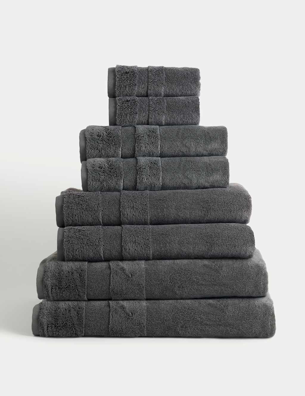 M&S Set of 2 Ultimate Luxury Turkish Cotton Towels Charcoal