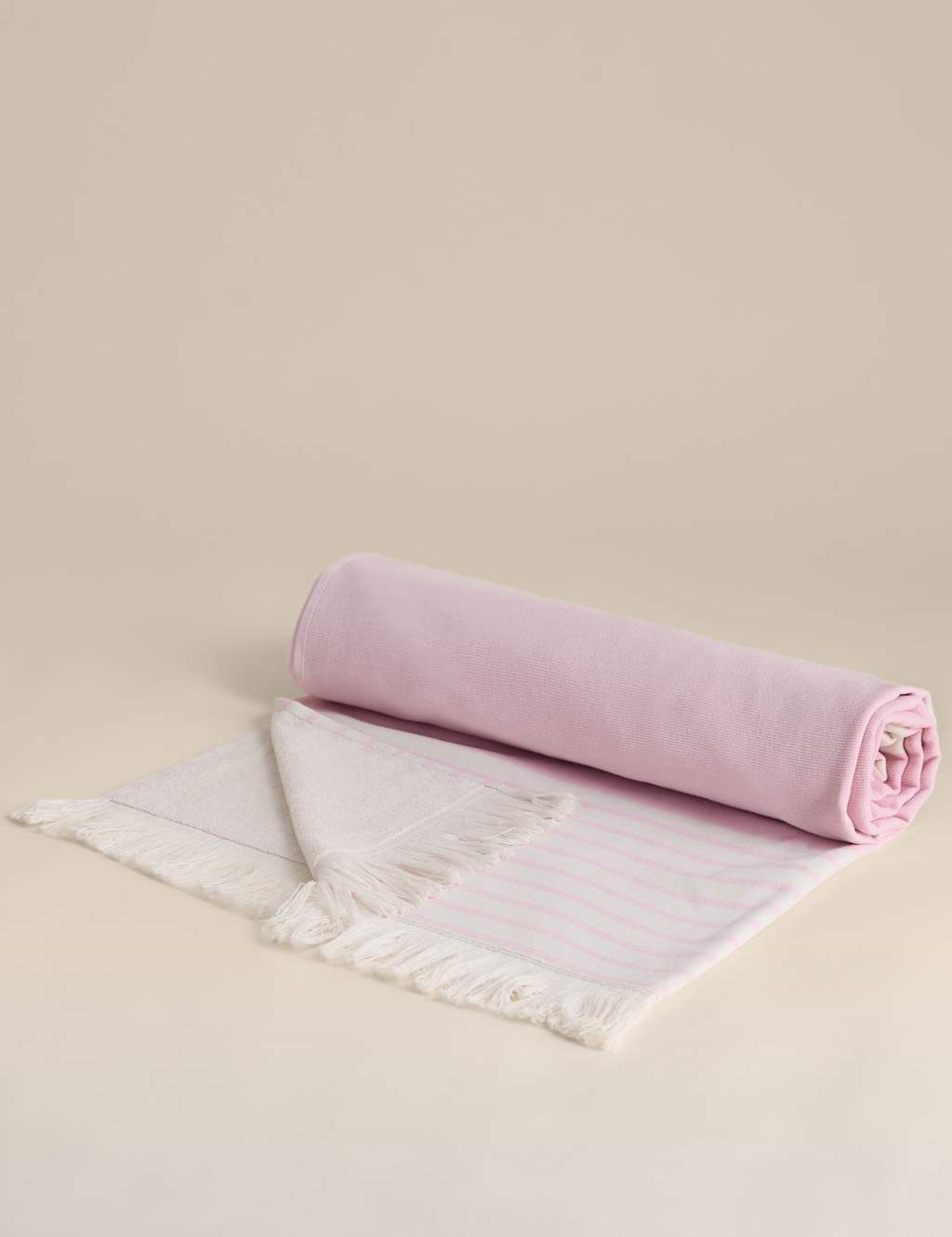 M&S Pure Cotton Hammam Beach Towel - Pink