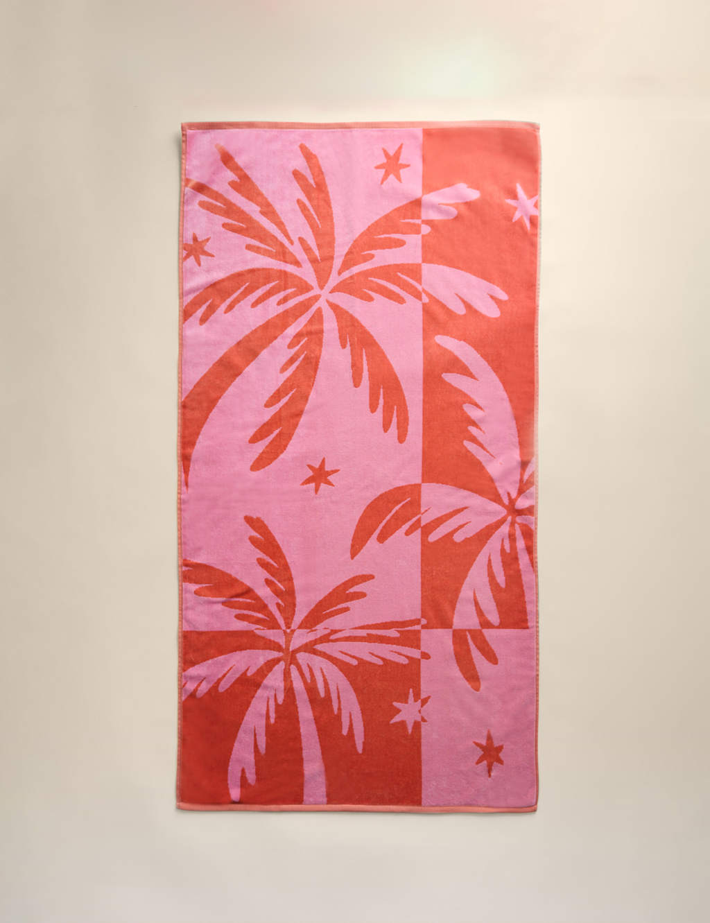 M&S Pure Cotton Palm Tree Beach Towel - Pink Mix