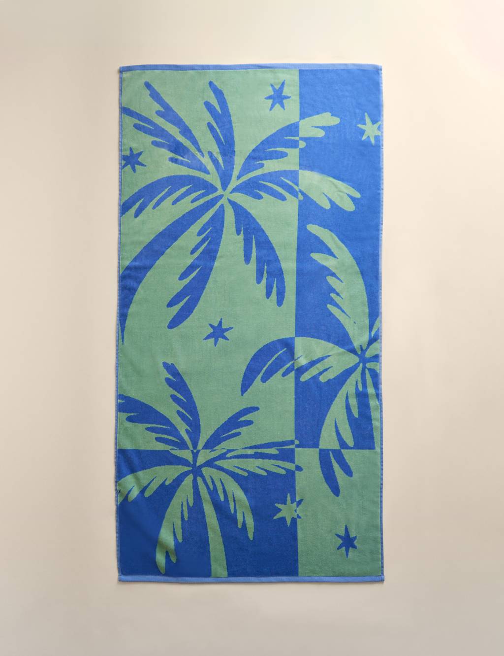 M&S Pure Cotton Palm Tree Beach Towel - Blue Mix
