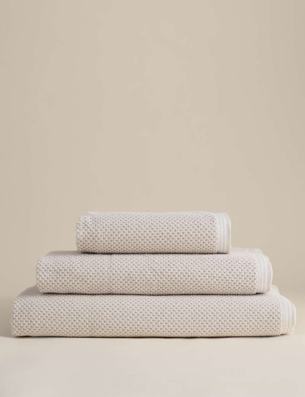 M&S Pure Soft Cotton Rice Weave Towel - Bath Sheet - Linen