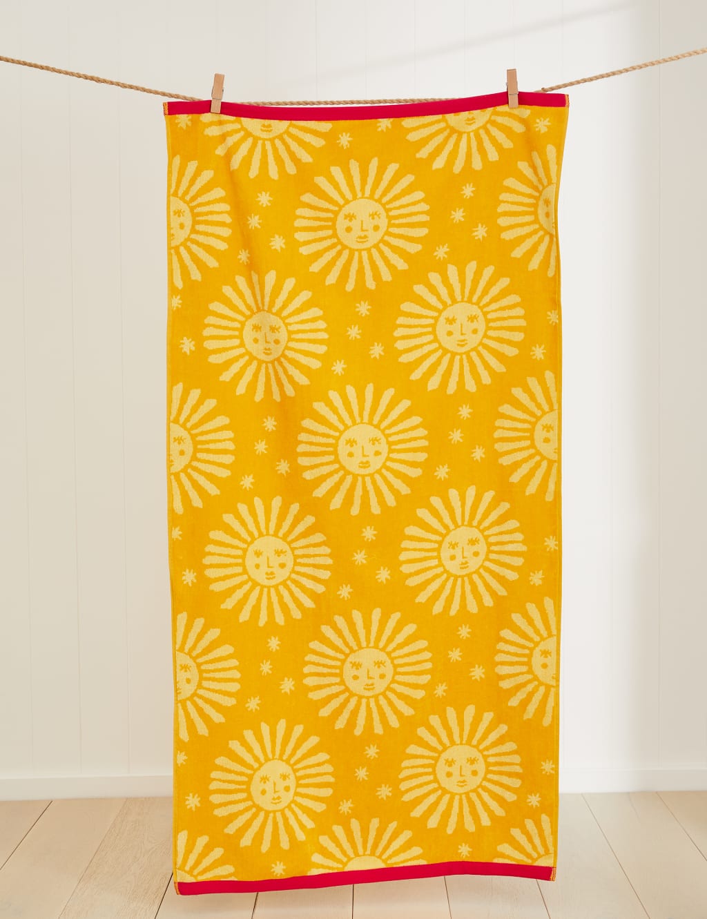 M&S Pure Cotton Sun Beach Towel Yellow Mix