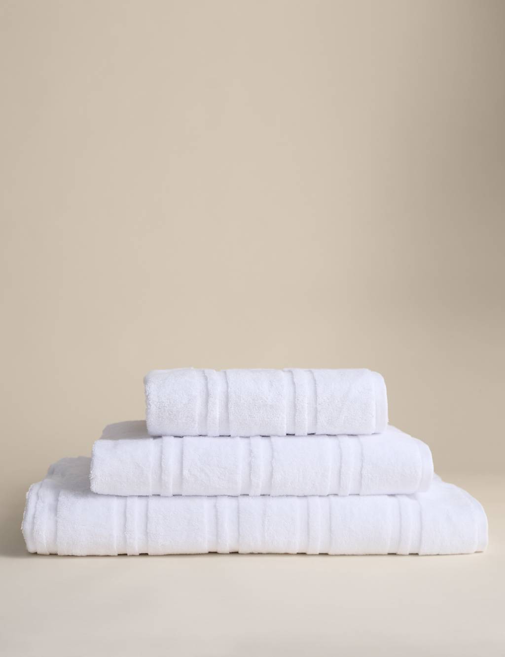 M&S Luxury Egyptian Cotton Striped Towel White