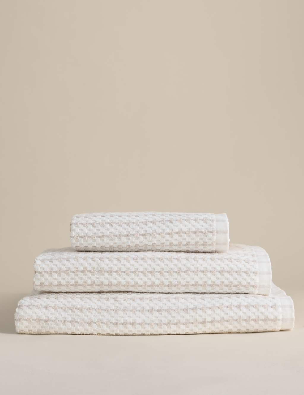 M&S Pure Cotton Spotty Striped Towel - Bath Towel - White Mix