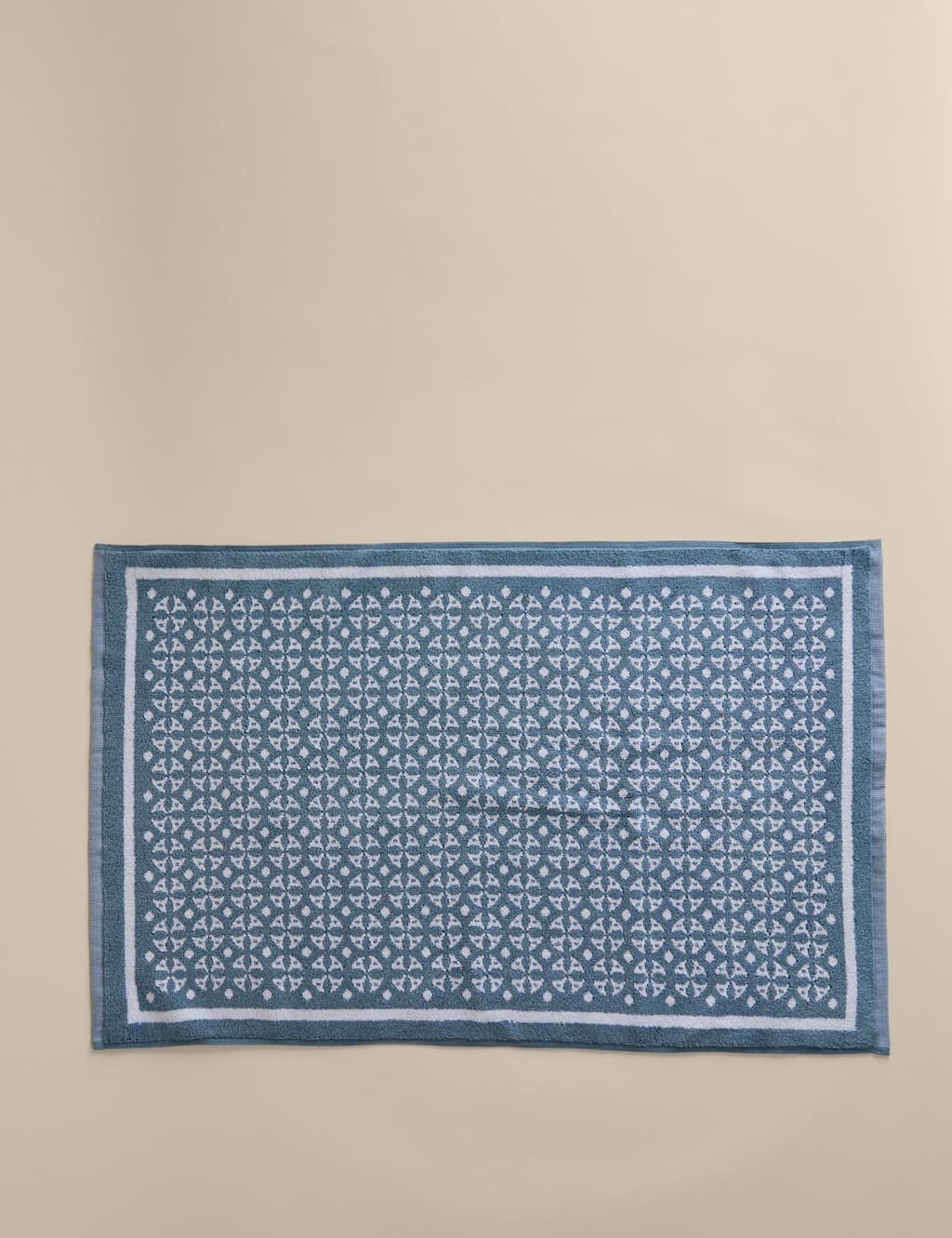 M&S Pure Cotton Geometric Bath Mat Chambray
