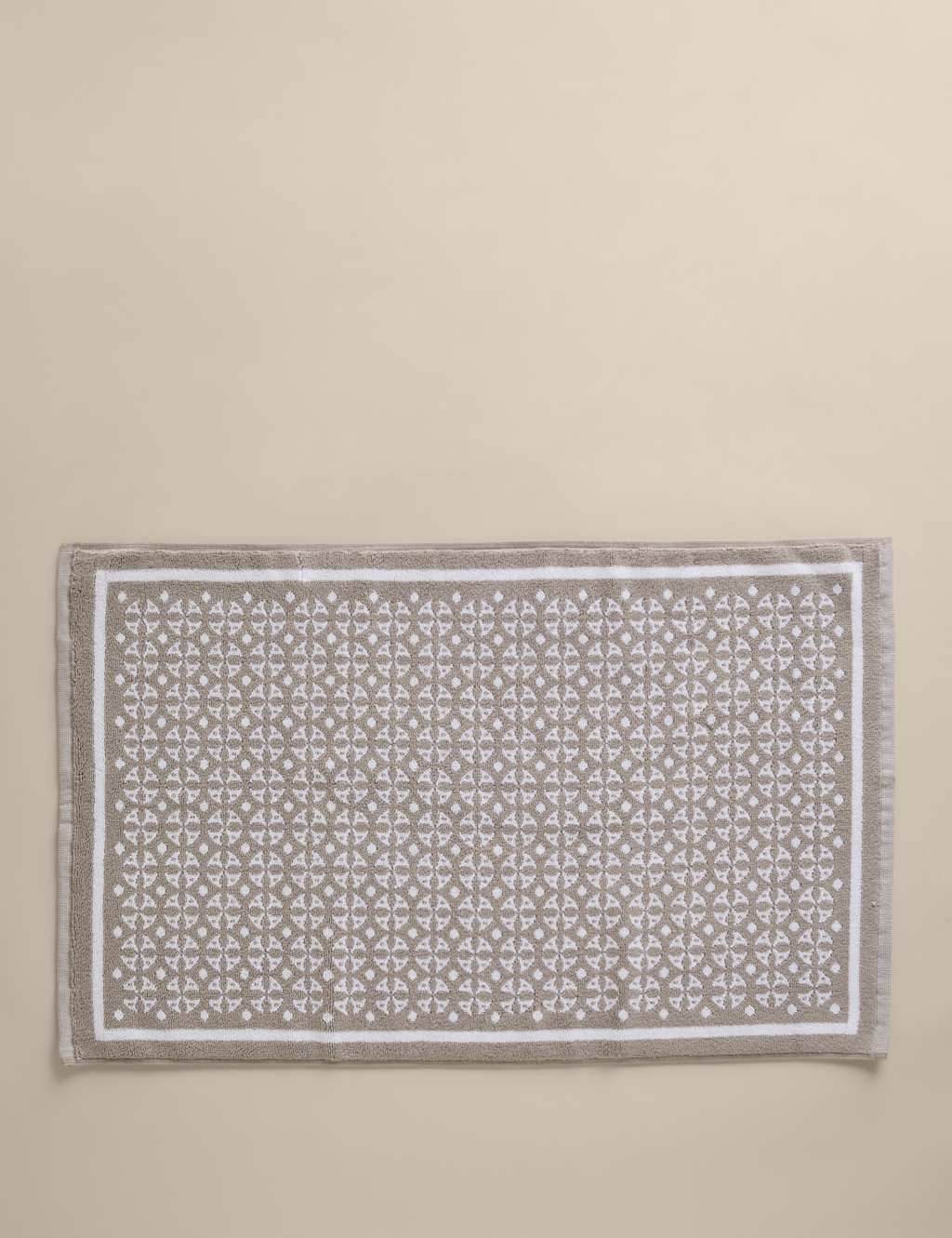M&S Pure Cotton Geometric Bath Mat Grey