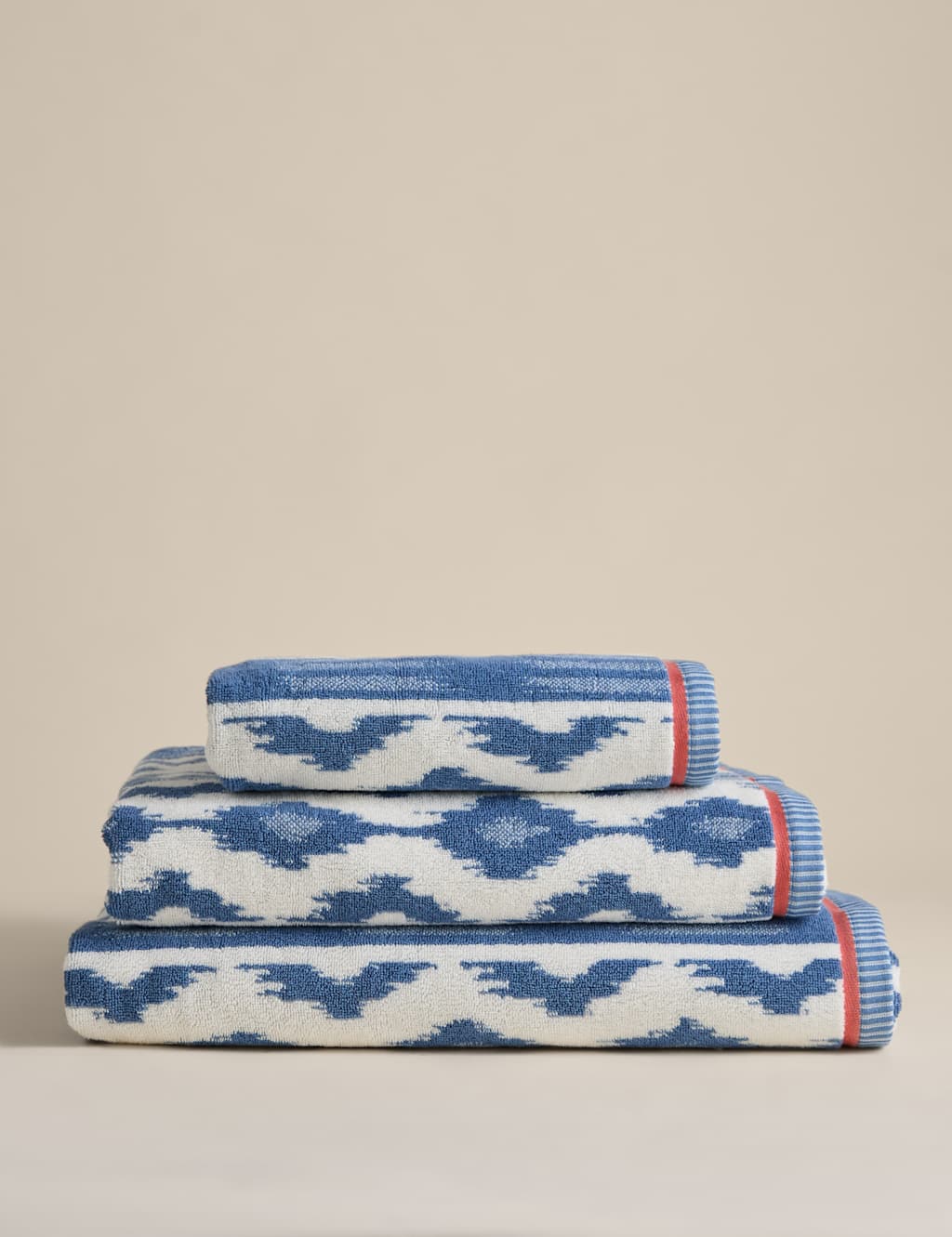 M&S Pure Cotton Ikat Towel - Hand Towel - Denim