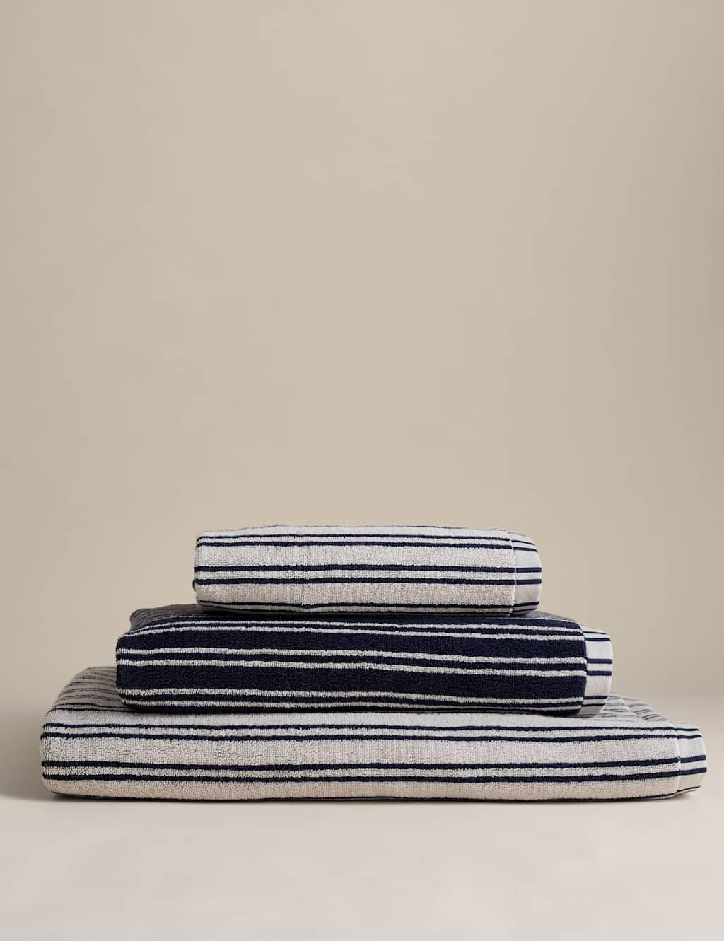 M&S Pure Cotton Narrow Stripe Towel - Bath Sheet - Navy Mix