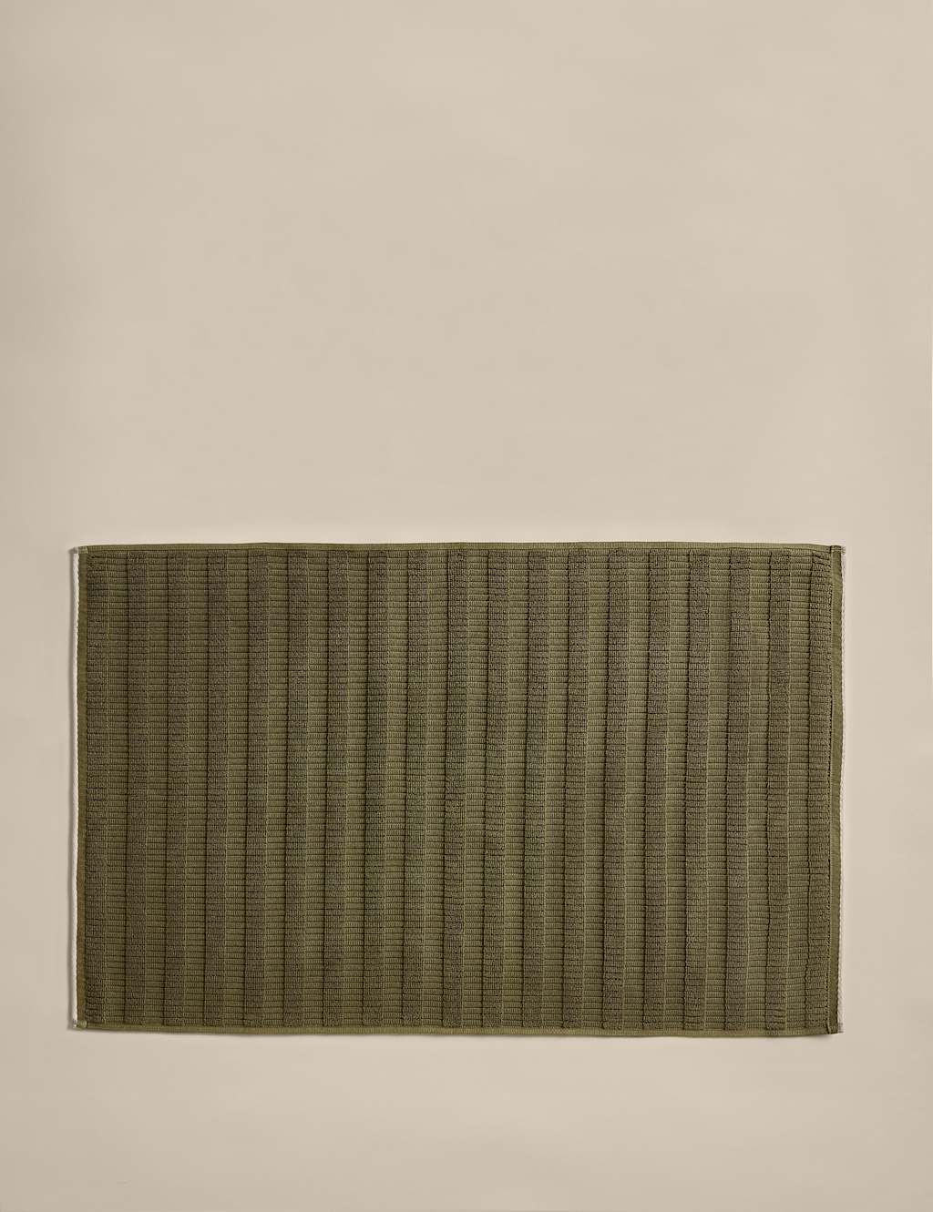 M&S Pure Cotton Contrast Trim Bathmat - Moss