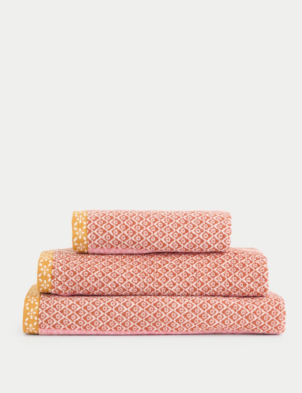 M&S Collection Pure Cotton Tile Towel - BATH - Terracotta Mix, Terracotta Mix