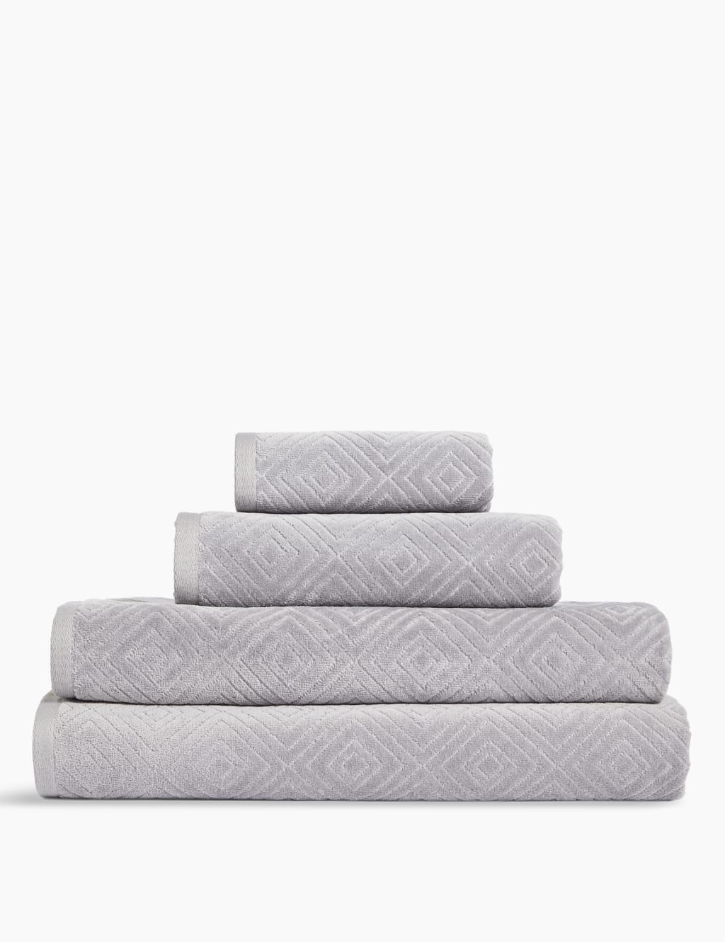 Cotton Rich Diamond Shimmer Towel Silver Grey