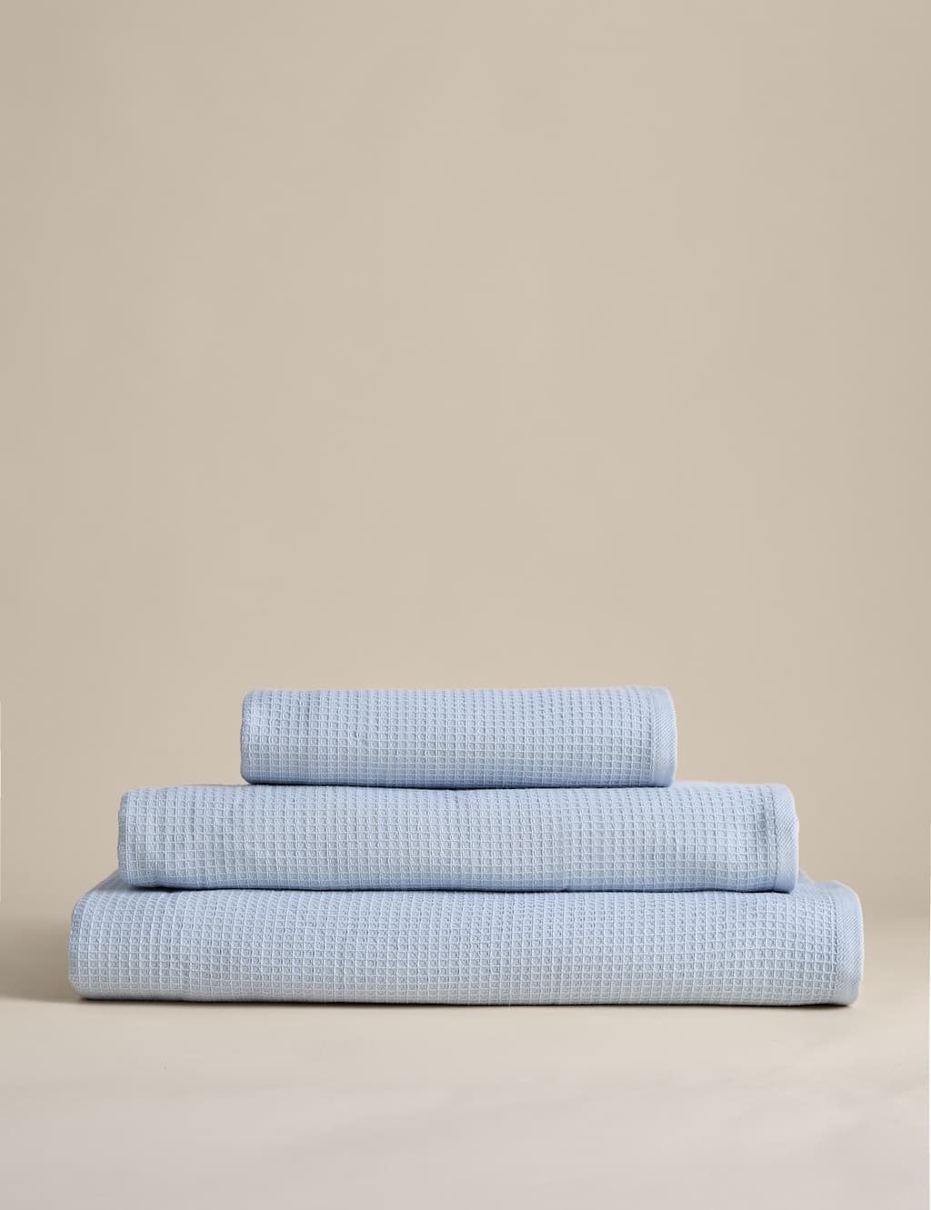 M&S Pure Cotton Reverse Waffle & Terry Towel - Bath Sheet - Dusty Blue