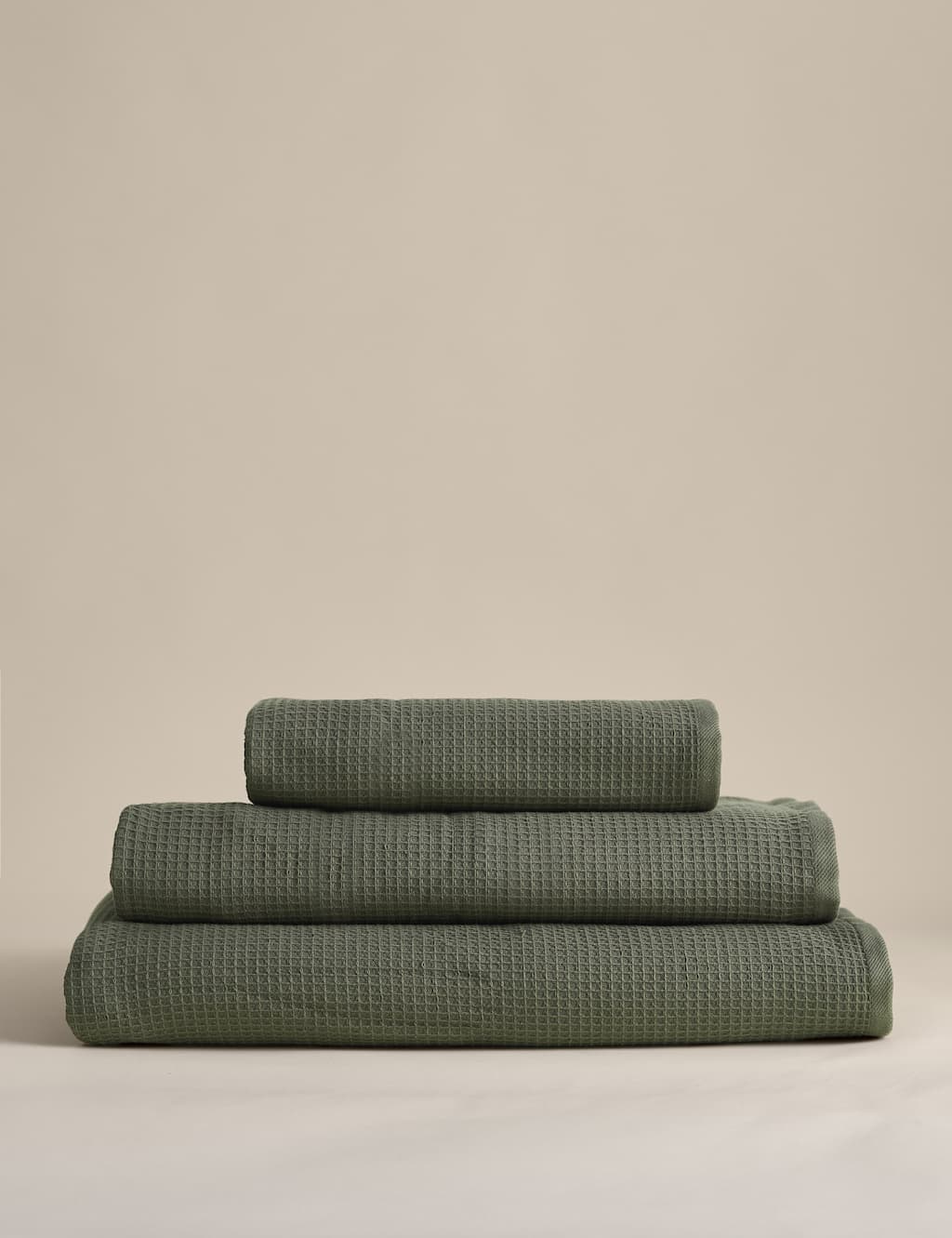 M&S Pure Cotton Reverse Waffle & Terry Towel - Bath Sheet - Khaki