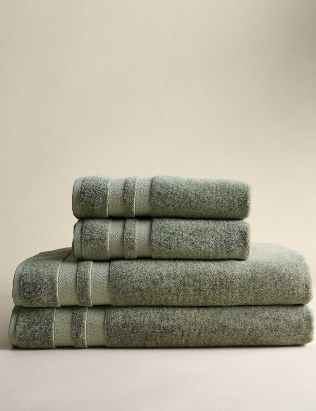 M&S Set of 4 Guest Essentials Towel Bale Sage Green