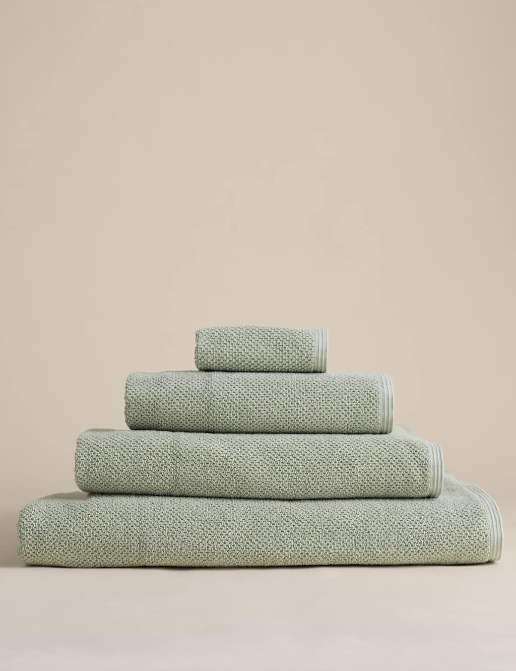 M&S Pure Cotton Rice Weave Bath Towel - Bath Towel - Sage