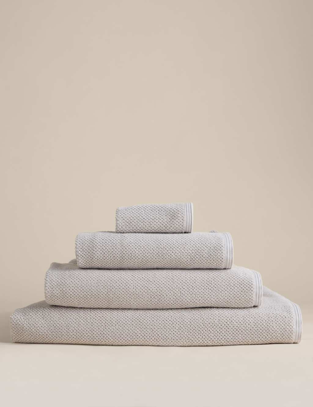 M&S Pure Cotton Rice Weave Bath Towel - Bath Sheet - Dove