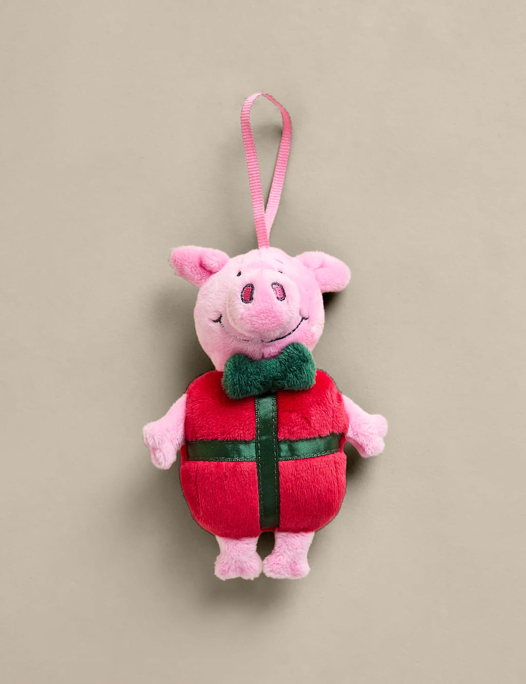 M&S Faux Fur Percy Pig Present Tree Decoration - Pink Mix