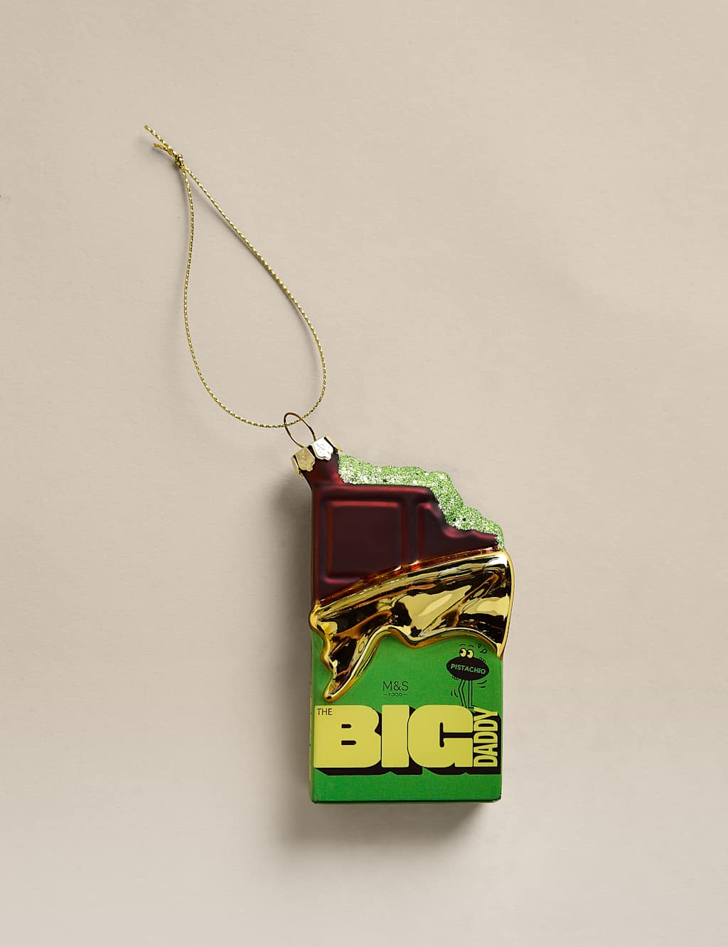 Glass M&S Big Daddy Pistachio Bar Ornament - Green Mix