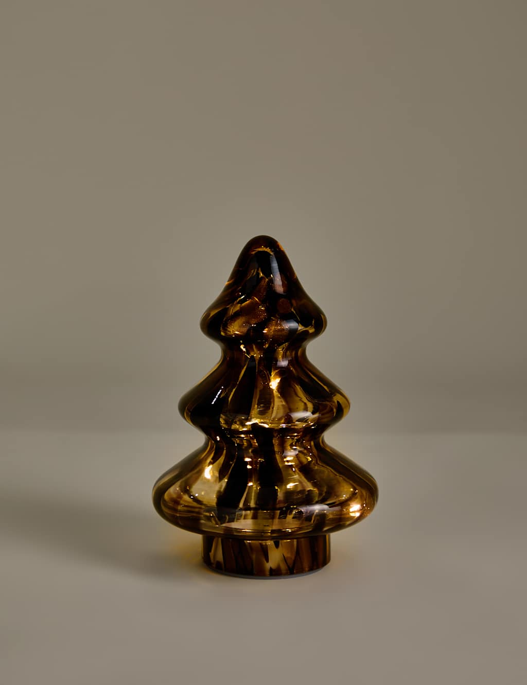 M&S Multicoloured Glass Light Up Tree Decoration - Brown Mix