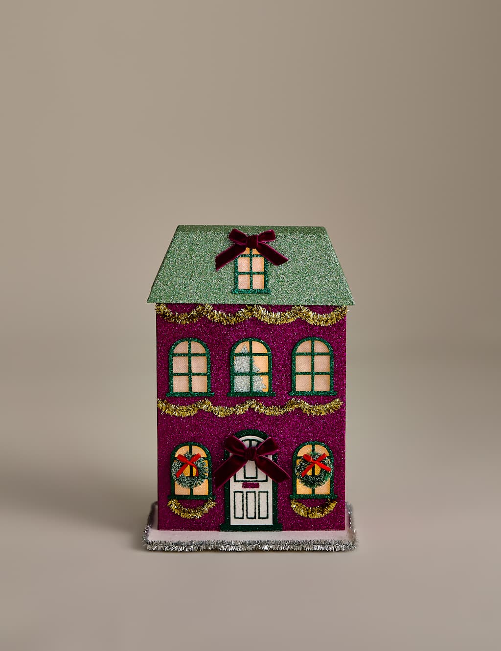 M&S Multicoloured Paper Glitter Light Up House - Pink