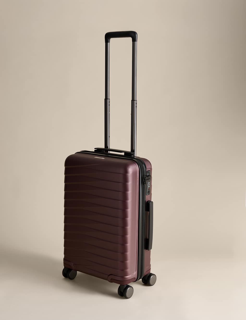 M&S Oslo 4 Wheel Hard Shell Cabin Suitcase - Burgundy