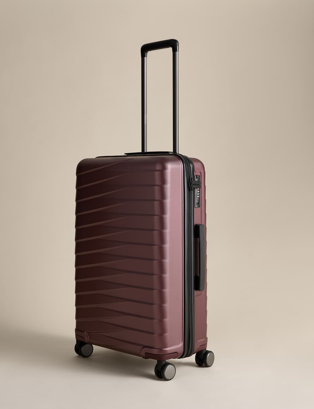 M&S Oslo 4 Wheel Hard Shell Medium Suitcase - Burgundy