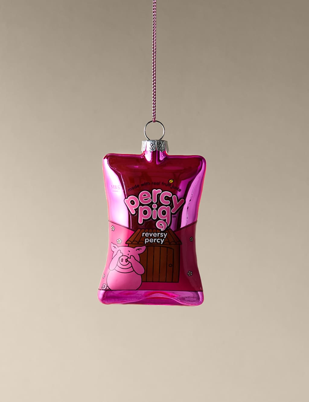 Percy Pig Reversy Percy Glass Hanging Decoration Pink Mix