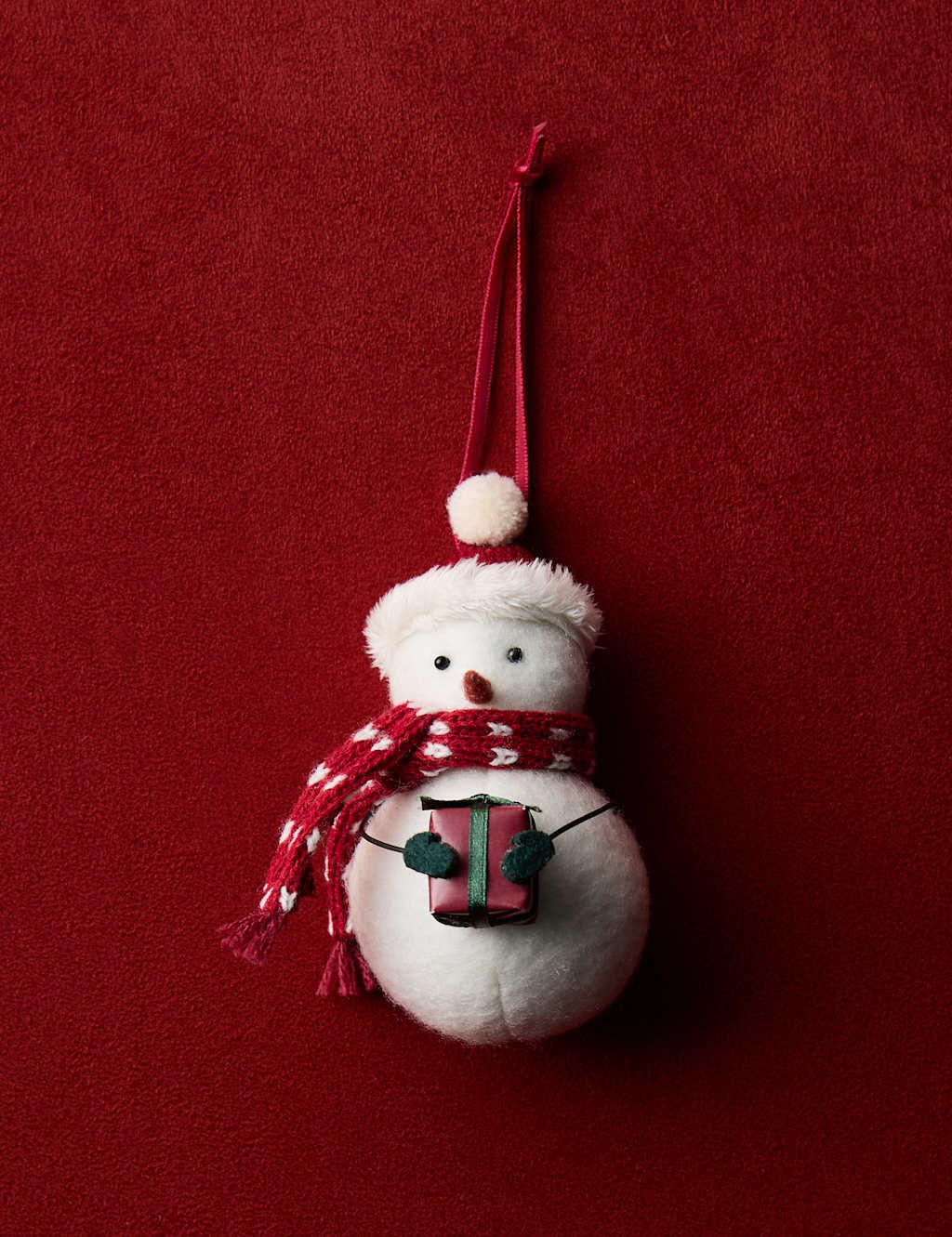 M&S Felt Hanging Snowman Decoration White Mix