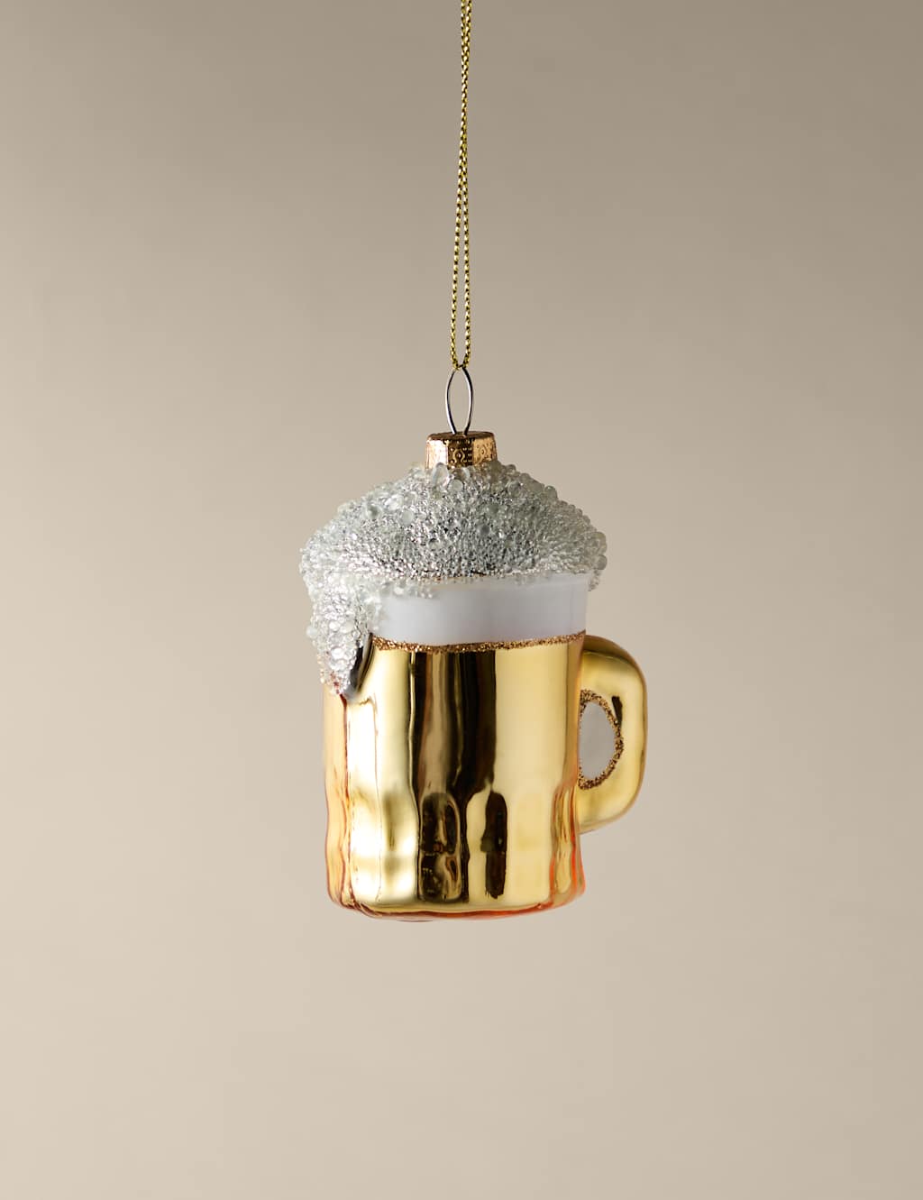 M&S Gold Glass Hanging Beer Decoration Yellow
