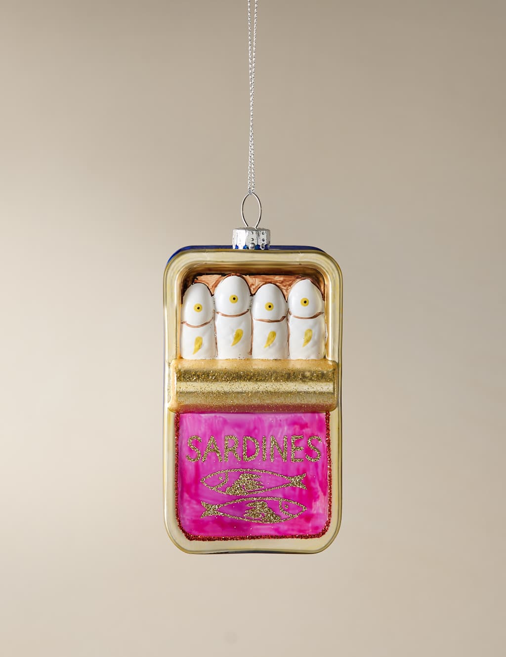 M&S Glass Hanging Sardines Decoration Multi