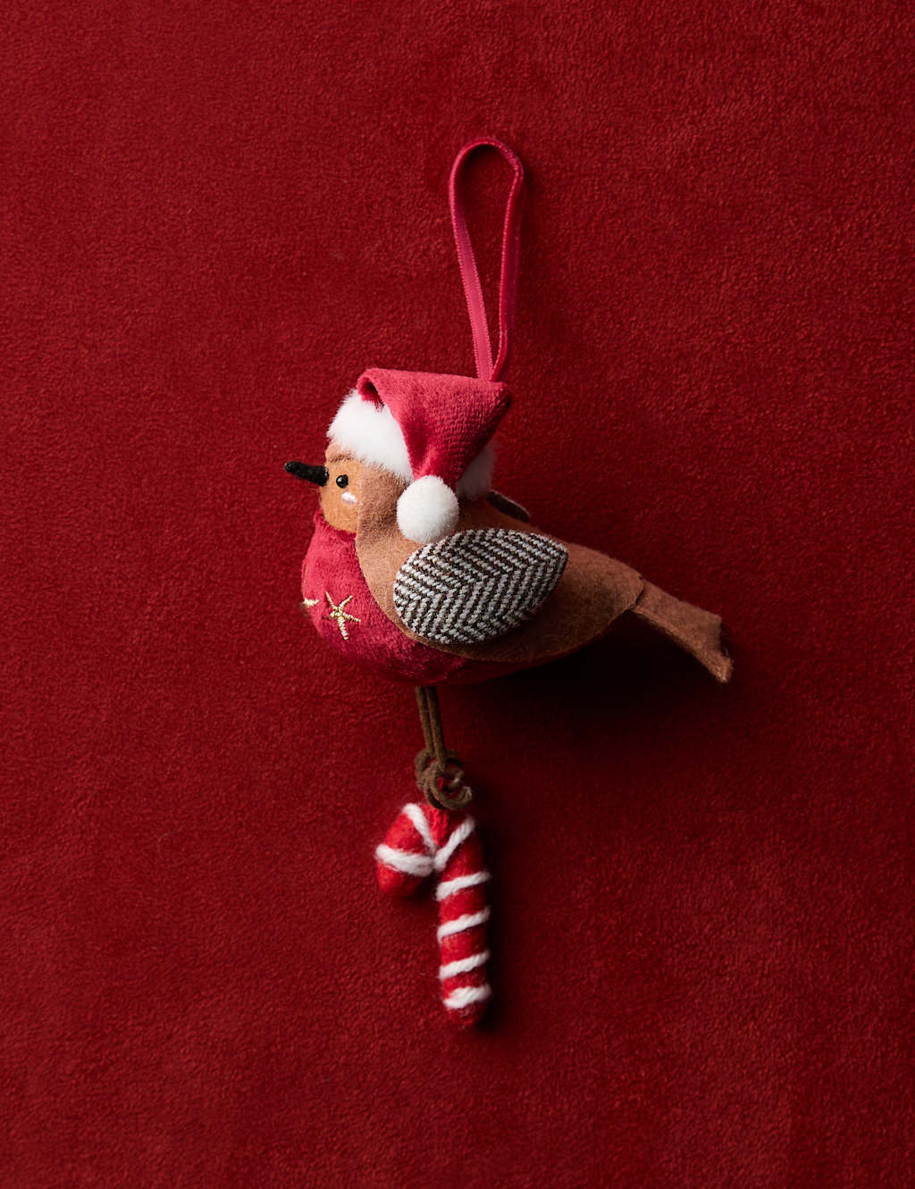 M&S Felt Hanging Robin Decoration Brown Mix