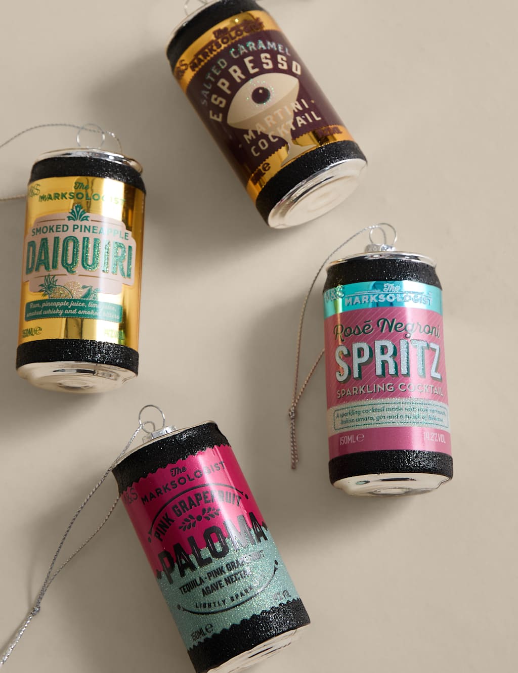 M&S 4pk Hanging Marksologist Tin Decorations Multi