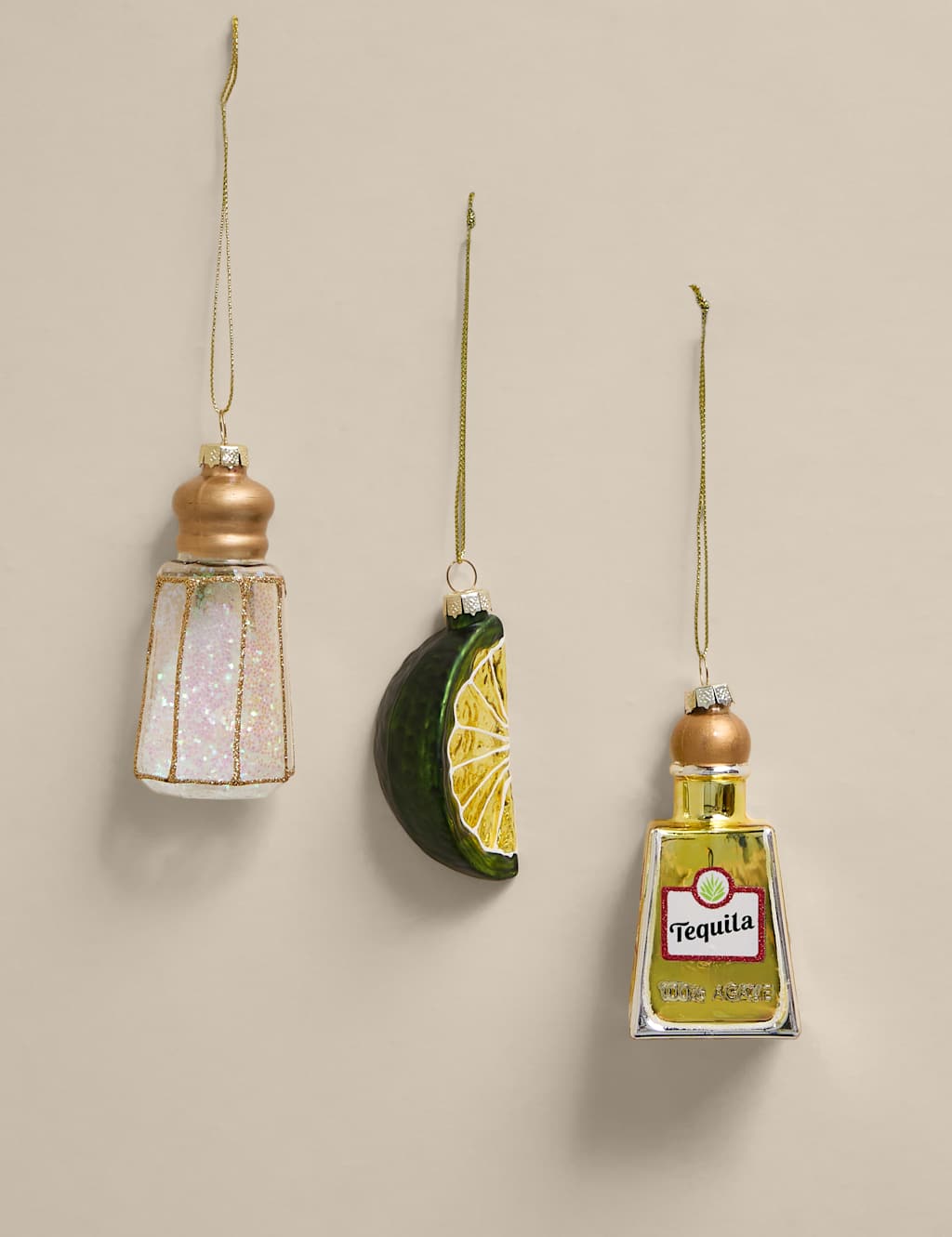 M&S 3pk Glass Hanging Tequila Decorations Multi