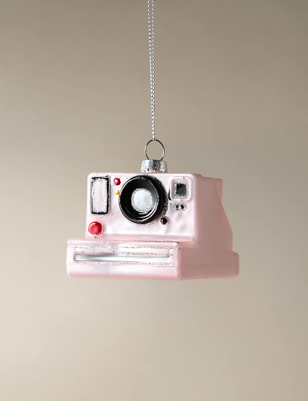 M&S Glass Hanging Camera Decoration Pink Mix