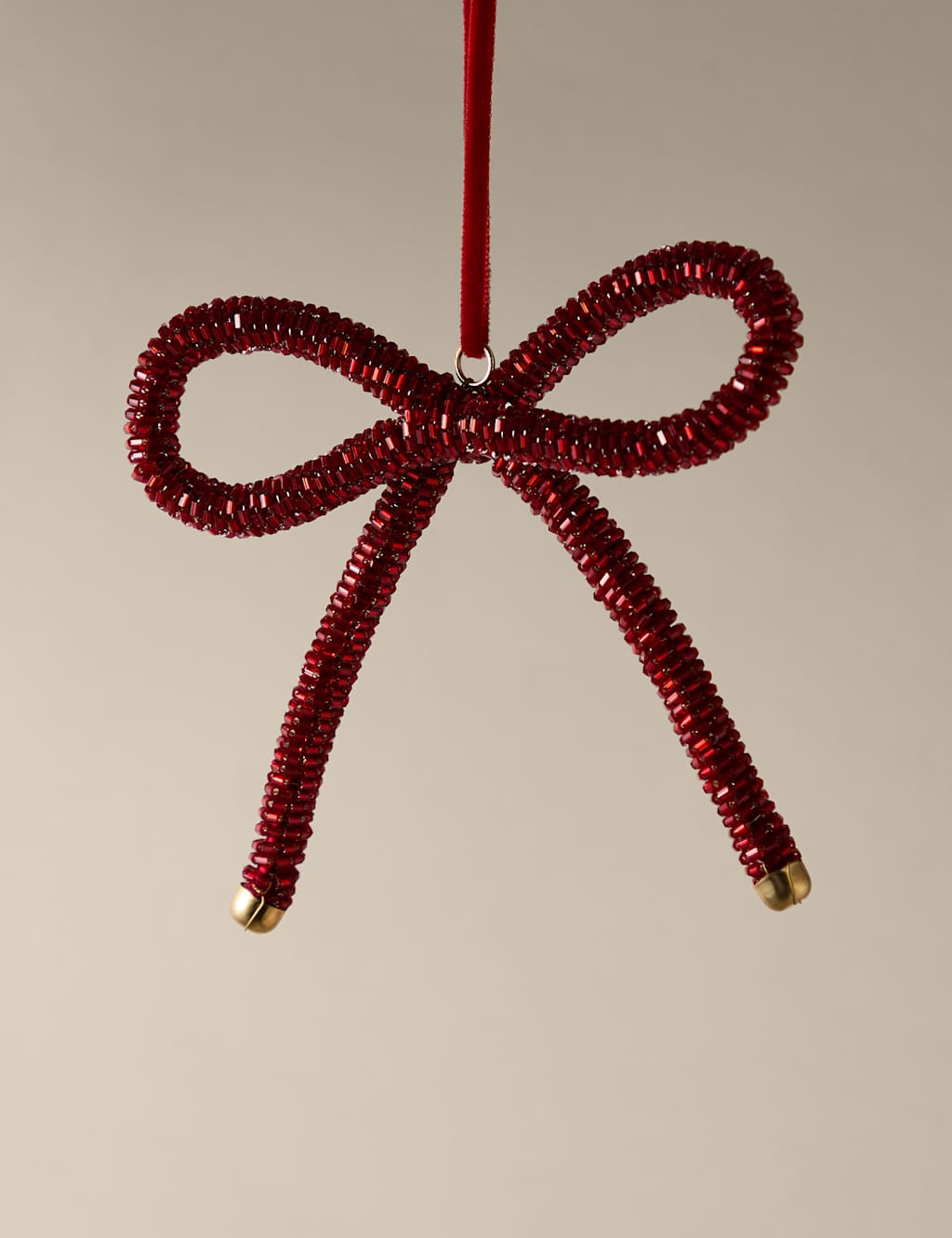 M&S Hanging Beaded Bow Decoration Red Mix