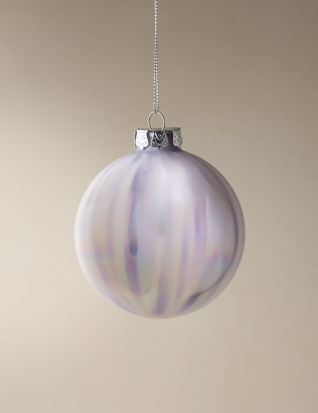 M&S Iridescent Glass Marble Bauble Lilac Mix