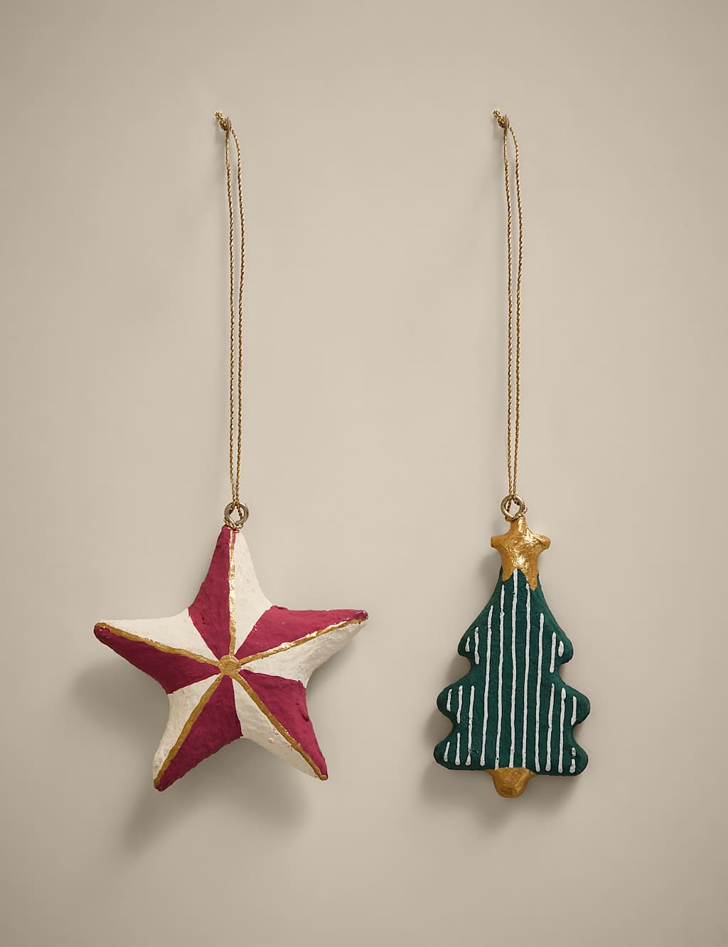 M&S 2 Pack Hanging Christmas Icon Decorations Multi