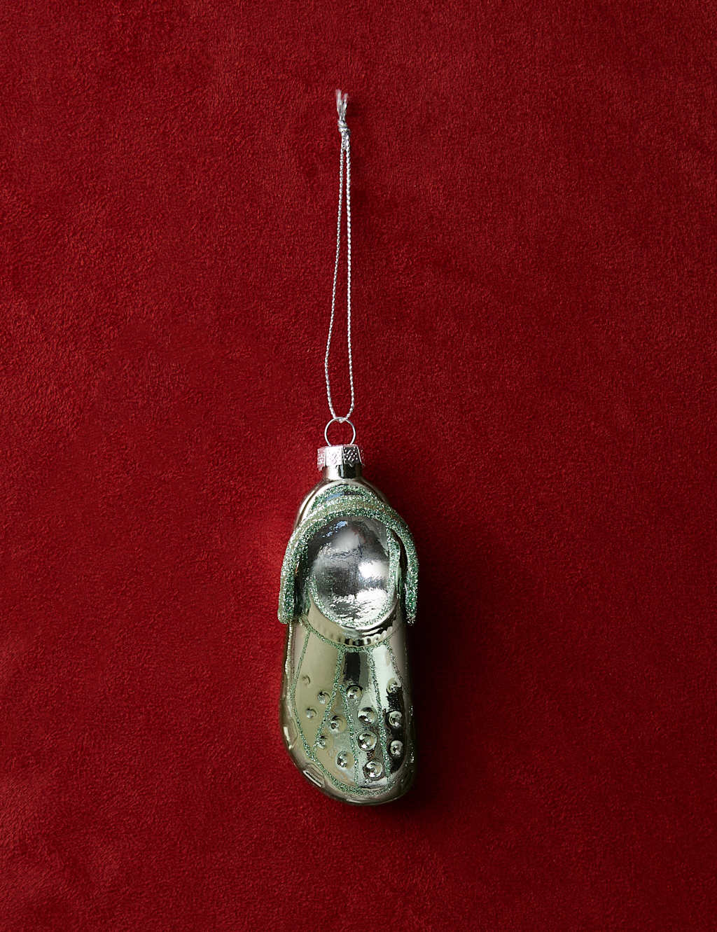 M&S Glass Hanging Clog Decoration Aqua