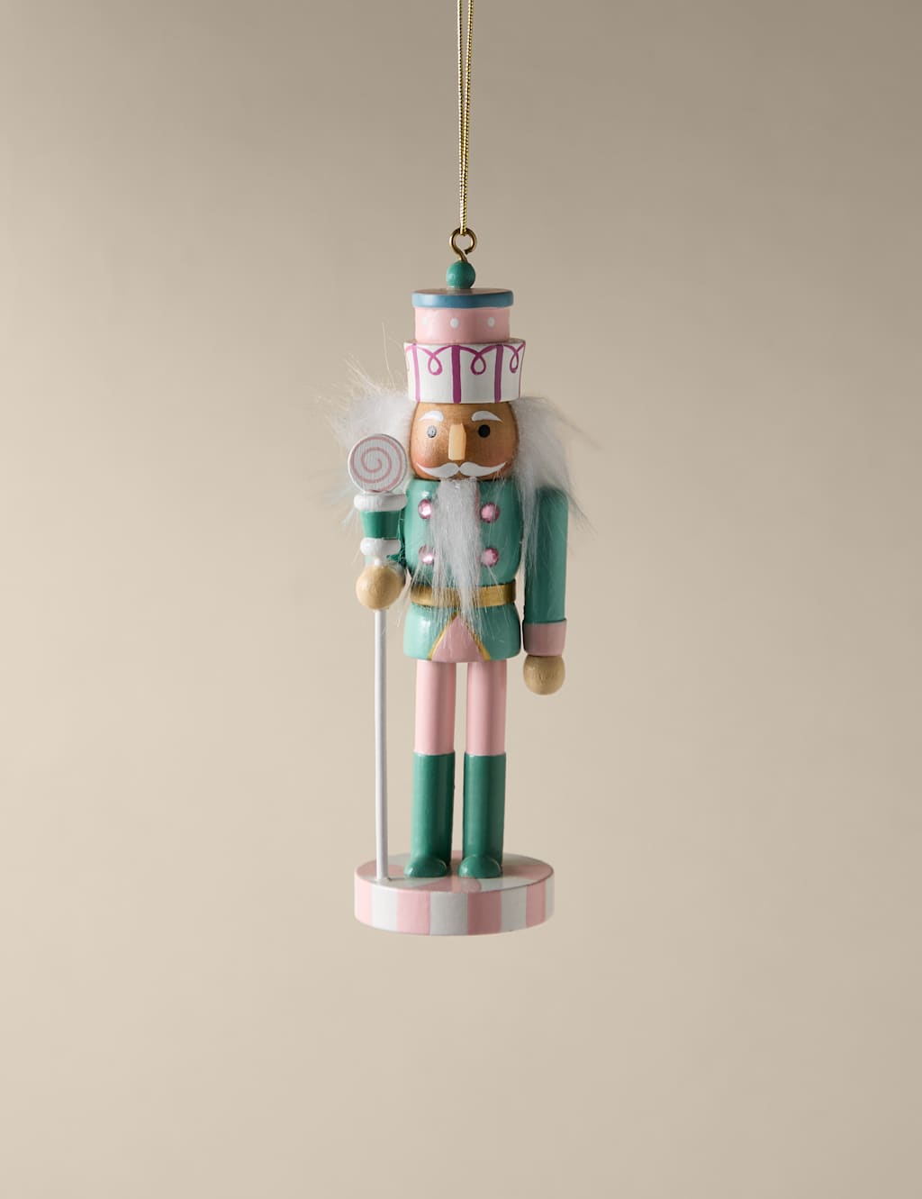 M&S Pastel Hanging Nutcracker Decoration Mint Mix
