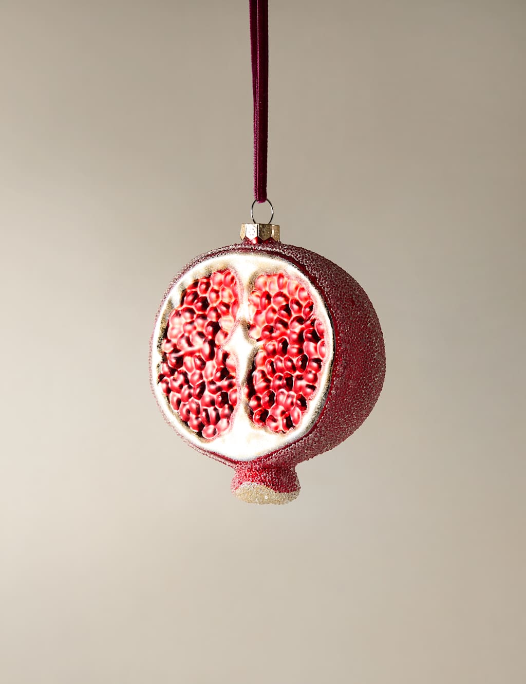 M&S Glass Hanging Pomegranate Decoration Red