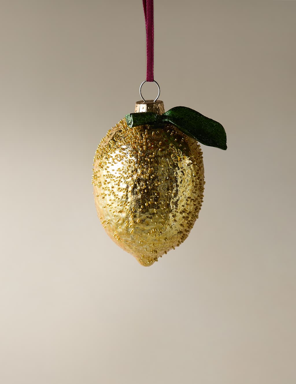 M&S Glass Hanging Lemon Decoration Yellow