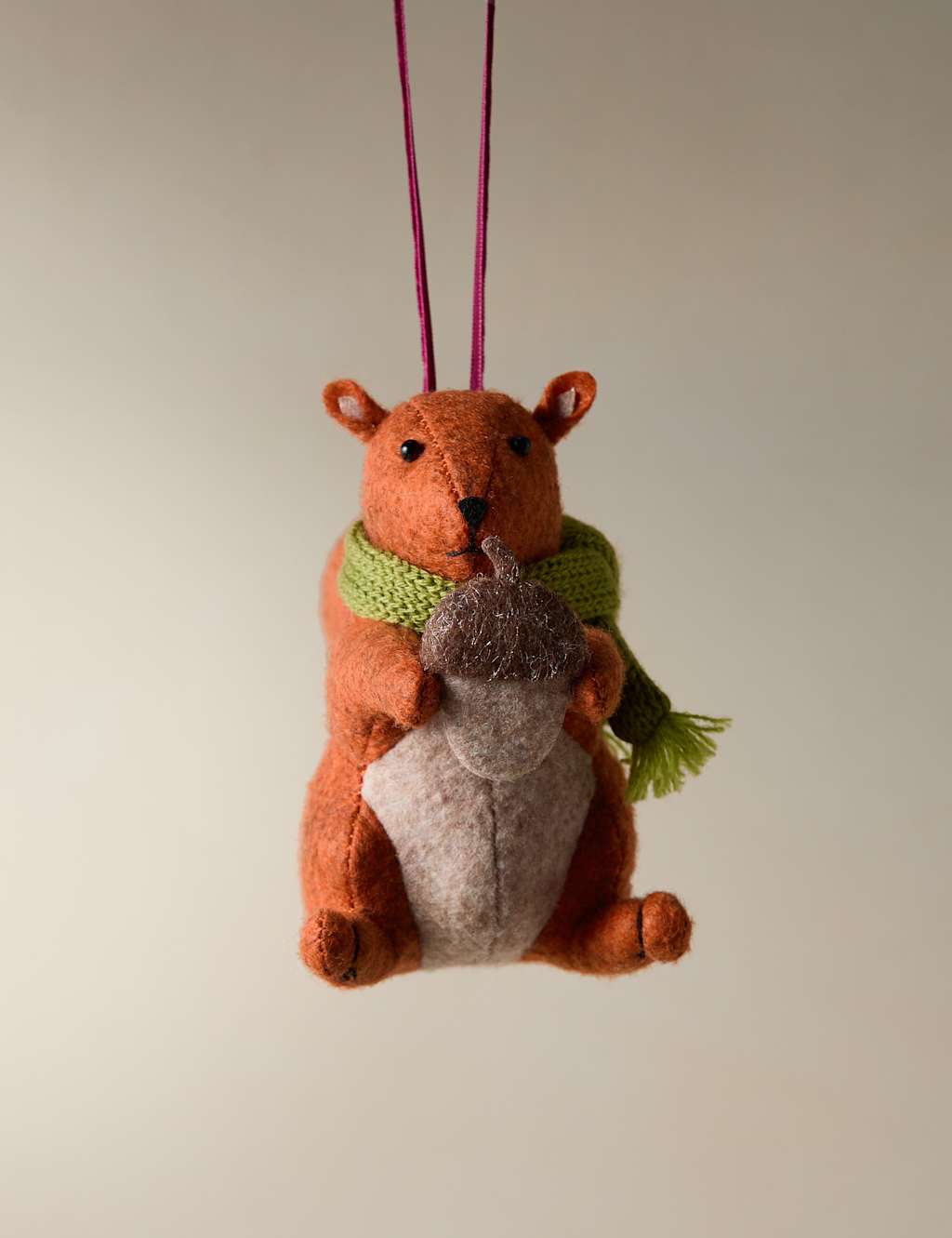 M&S Felt Hanging Squirrel Decoration Natural