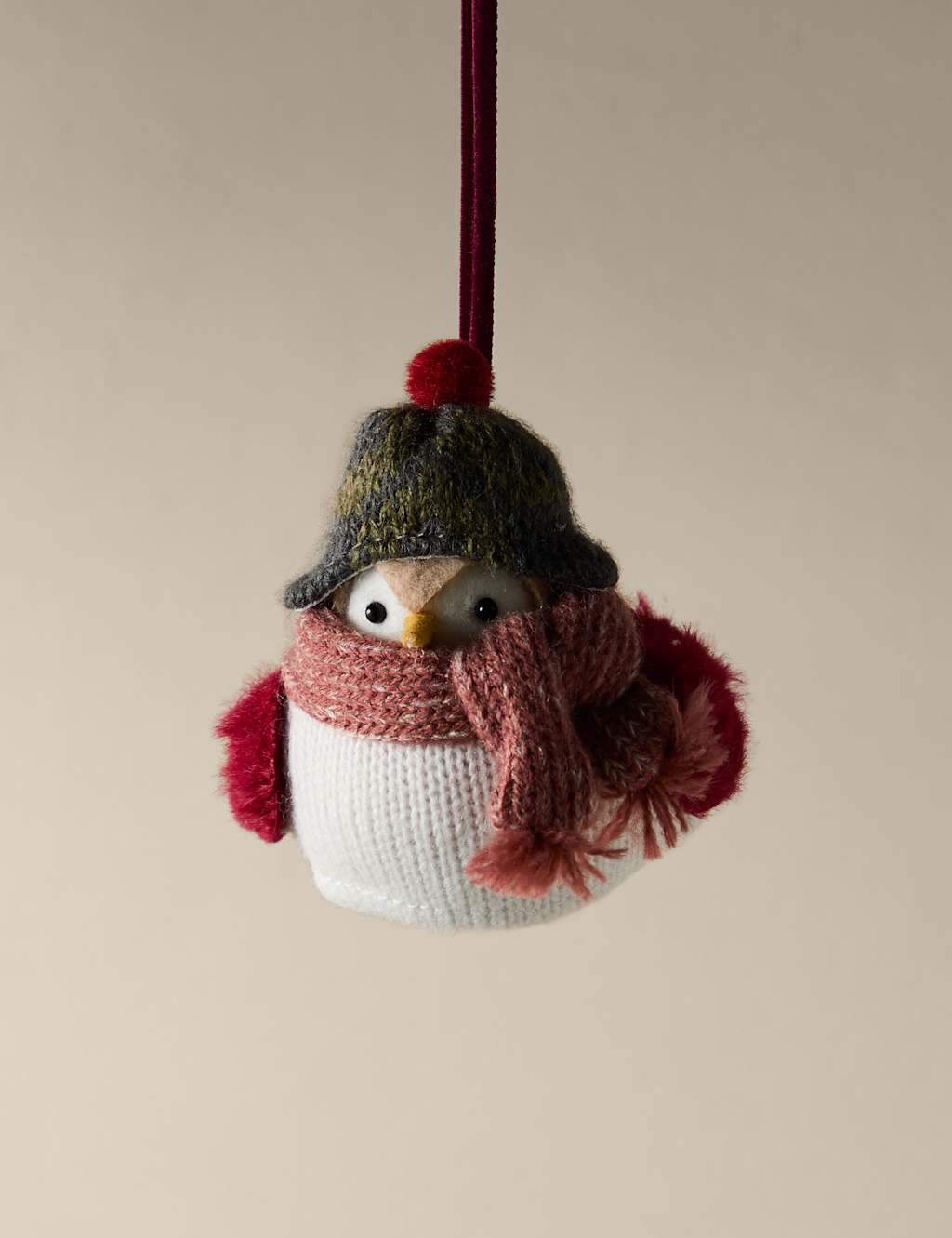 M&S Felt Hanging Winter Robin Decoration Multi