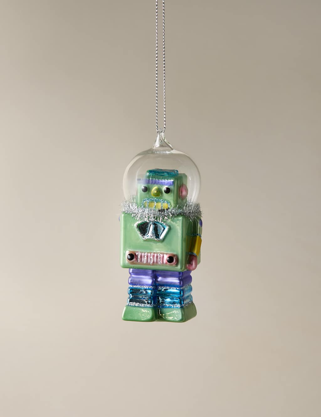 M&S Glass Hanging Robot Decoration Lilac