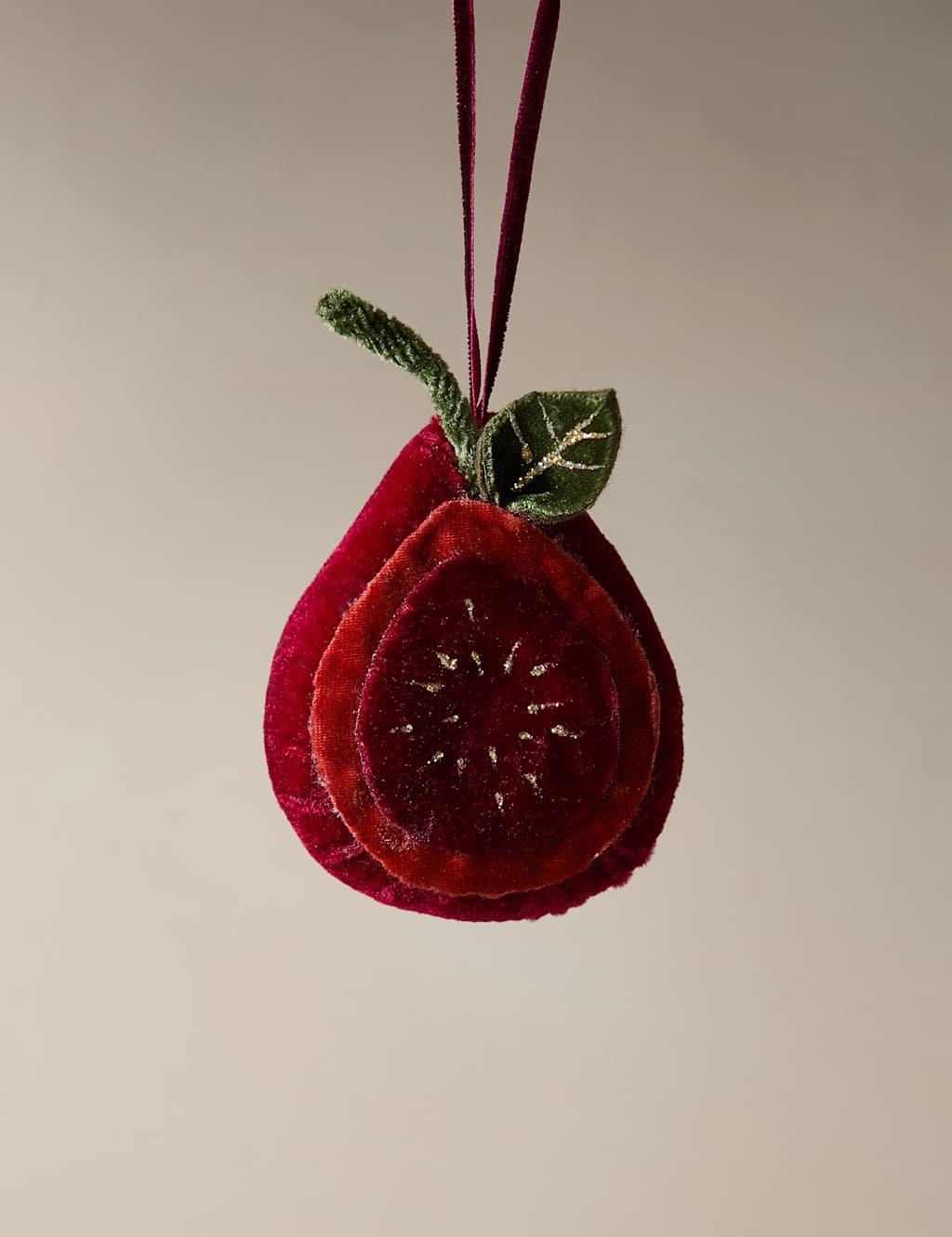 M&S Felt Hanging Fig Decoration Red