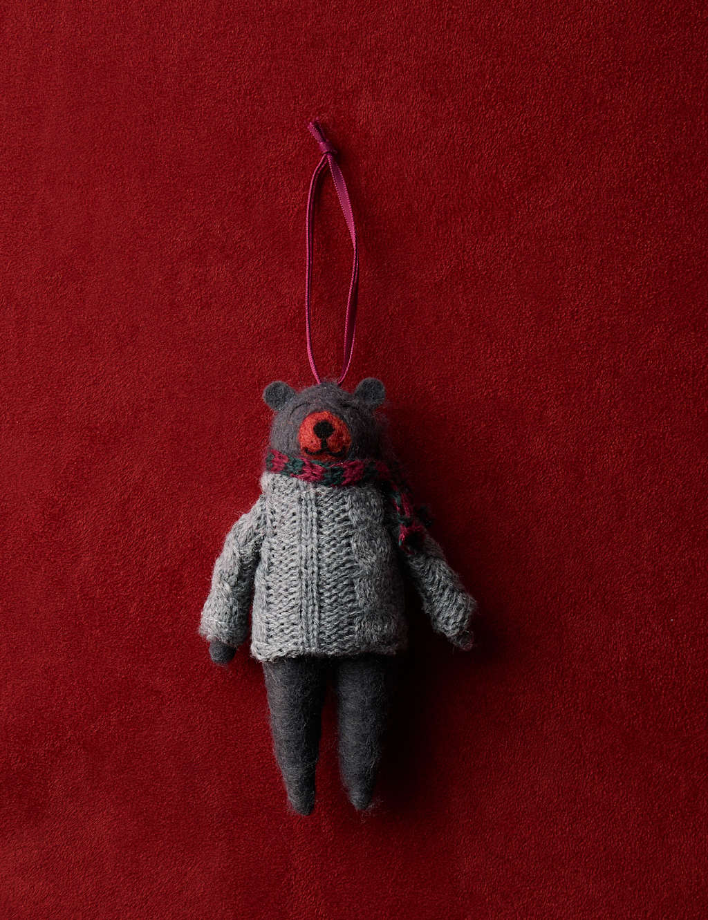 M&S Felt Hanging Bear Decoration Multi